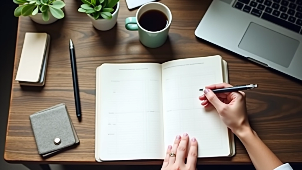 Organized productivity workspace with tools and notes