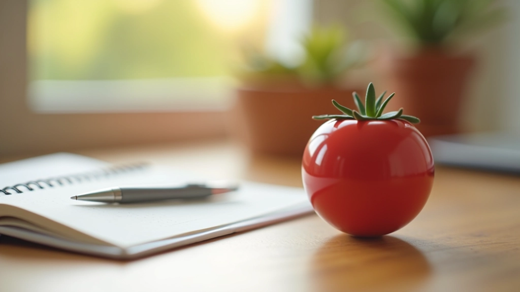 Red tomato-shaped kitchen timer on wooden surface